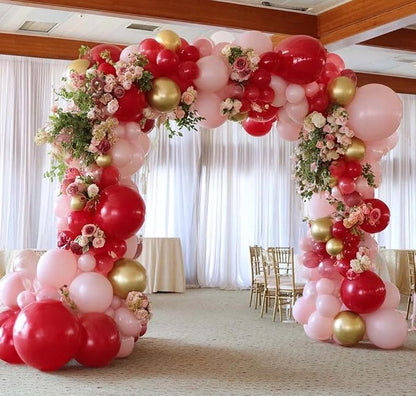 Red Balloons Double Stuffed Different Sizes Balloon Arch Kit | Dark Red Balloon - Image 9