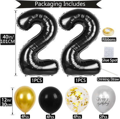 22nd Birthday Decorations for Men, 40 inch 22 Balloon Numbers - Image 2