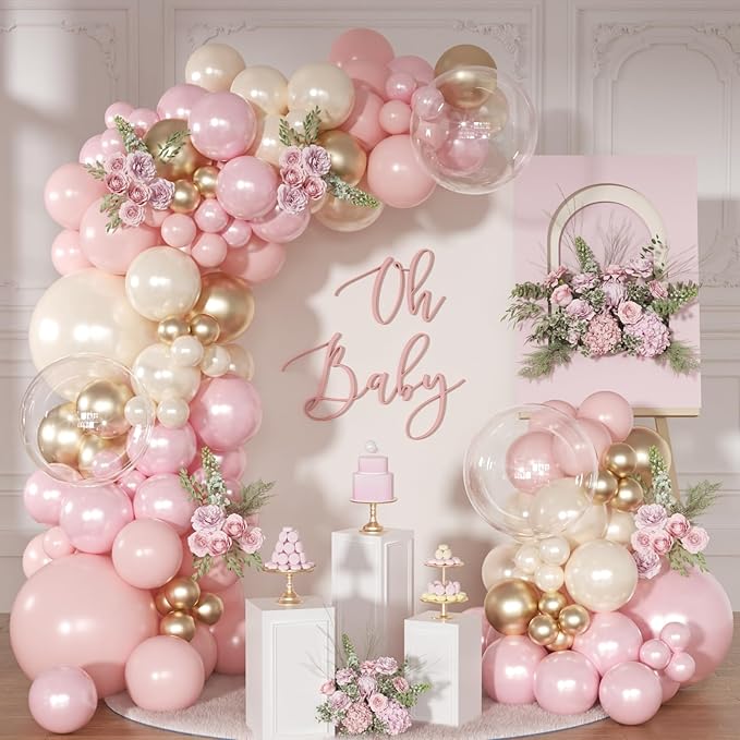 Pink and Gold Balloon Arch Kit Pearl Pink Balloon Garland Kit | 126Pcs Pastel by NUTTYBASH