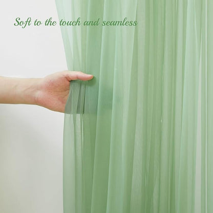 10x8ft Olive Green Tulle Backdrop Curtain - Image 5