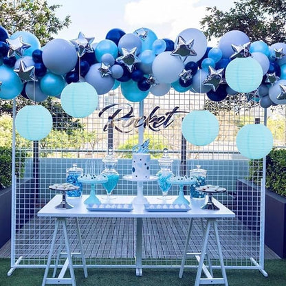 BEISHIDA 8 Inch Blue Paper Lanterns 6 Packs Hanging Round Chinese Lantern | - Image 4