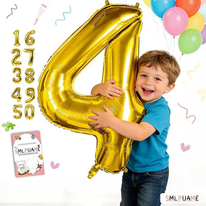 40 Inch Gold Number 4 Balloon, 4th Birthday Decoration Boys Girls | Large Self - Image 2
