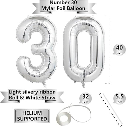 Number Balloons Silver Party Balloon - Image 2