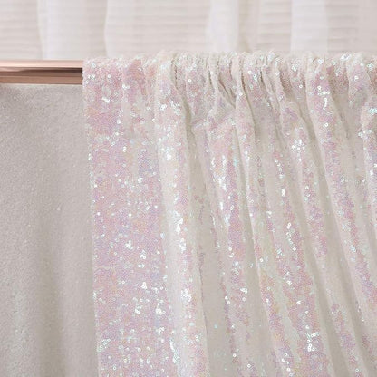 PartyDelight Iridescent White Sequin Backdrop 6x7ft Shimmer Photo Curtain | 4 - Image 7