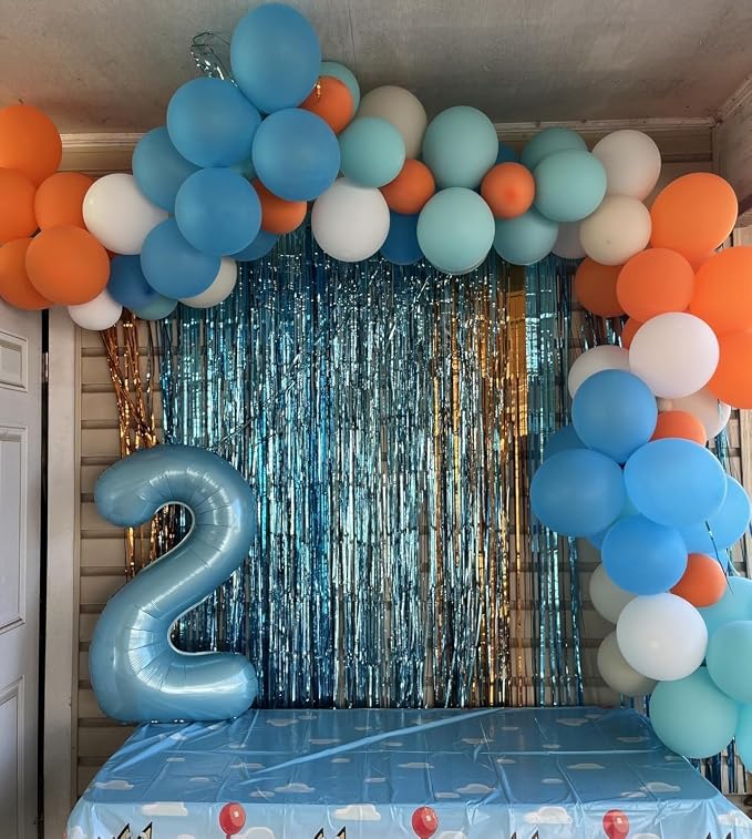 0 Balloon Number 40 Inch Pastel Blue Balloons - Image 2