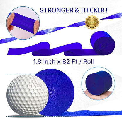 PartyWoo Blue Dark Royal Blue Crepe Paper Streamers 6 Rolls 492 FT | Graduation - Image 6