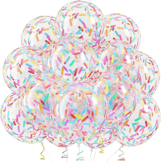 Rainbow Confetti Balloons, 12 Inch Multicolor Candyland Ice Cream Sprinkle by Froova