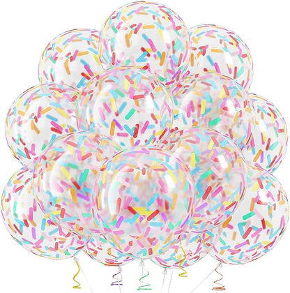 Rainbow Confetti Balloons, 12 Inch Multicolor Candyland Ice Cream Sprinkle by Froova
