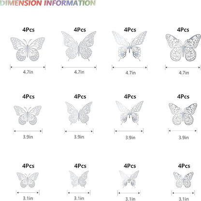 SAOROPEB 3D Butterfly Wall Decor, Removable Metallic Wall Sticker Room Mural - Image 5