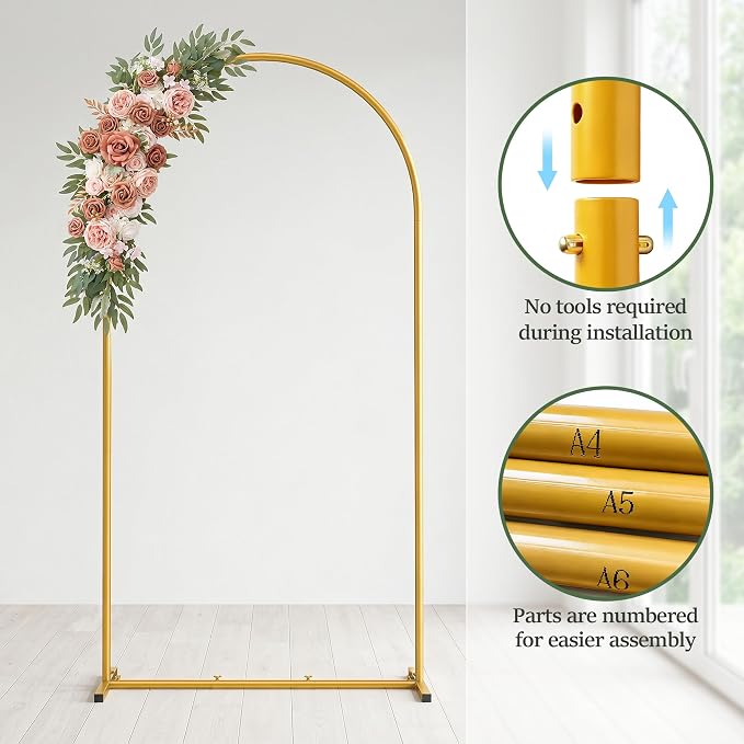 6FT Arch Backdrop Stand, Metal Gold Wedding Arch Frame | - Image 2