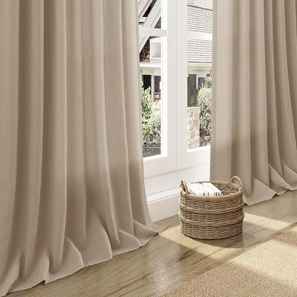 Sepia Beige Linen Curtains 96 Inches Long - Image 4