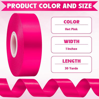 1In 30Yards Rose Red Fabric Ribbon - Image 2
