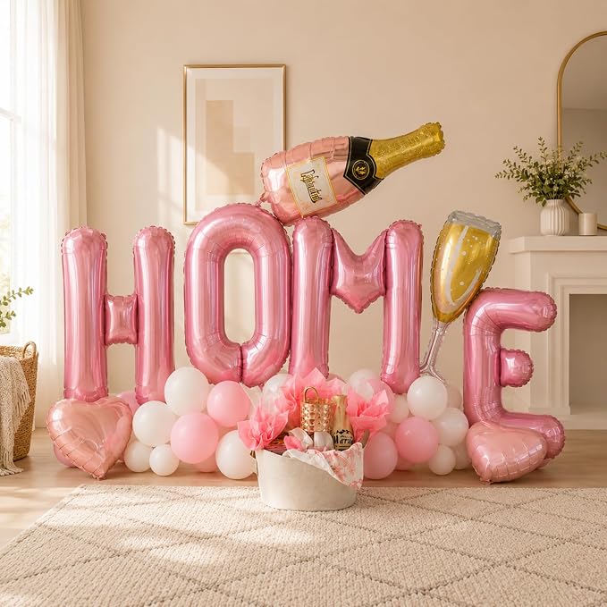 Pink HOME Balloons 40 Inch, Large HOME Letter Banner - Image 4