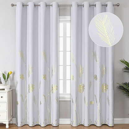 Greyish White Room Darkening Curtains 90 Inches Long by ESTELARTEXTILER
