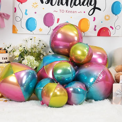 12Pcs Gradient Color Round Foil Balloons, Metallic Colorful Foil Balloon - Image 4