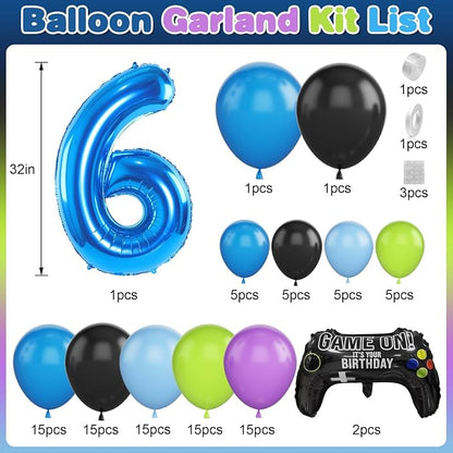 6th Birthday Video Game Balloons Arch Kit, 101 Pieces, Video Game Themed - Image 2