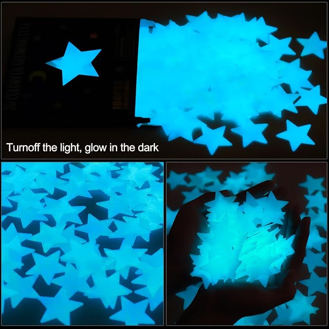 200pcs Glow in The Dark Luminous Stars Fluorescent Noctilucent Plastic Wall - Image 3