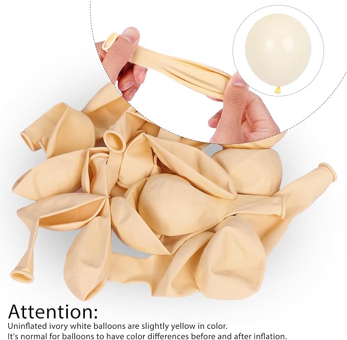 RUBFAC White Balloons Different Sizes Cream White Balloon Arch Kit 129pcs | - Image 4