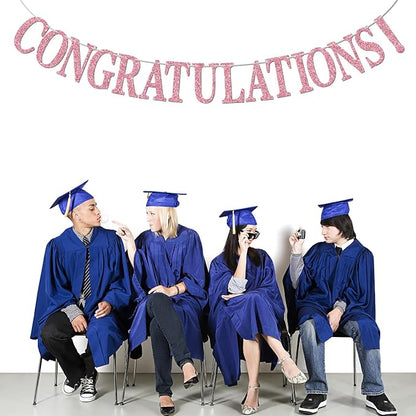 Pink Glitter Congratulations Banner, Congrats Grad/Class of 2026/So Proud of You - Image 5