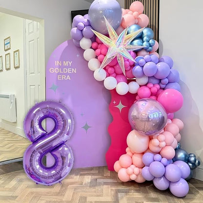 Purple 8 Balloon Number, 40 Inch Number 8 Balloon Big Purple 8 Foil Mylar - Image 4