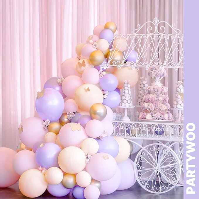 PartyWoo Pink Purple and Gold Balloons 66pcs Baby Pink Purple Gold Balloons | - Image 9