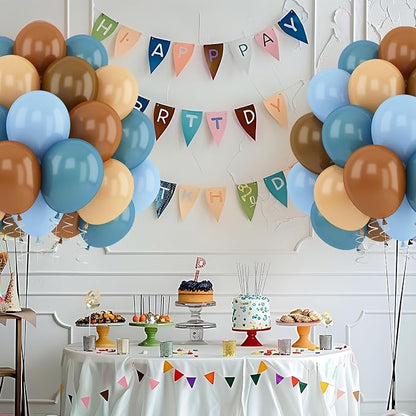 Blue Brown Balloons Dusty Blue Brown Cream Balloons - Image 8