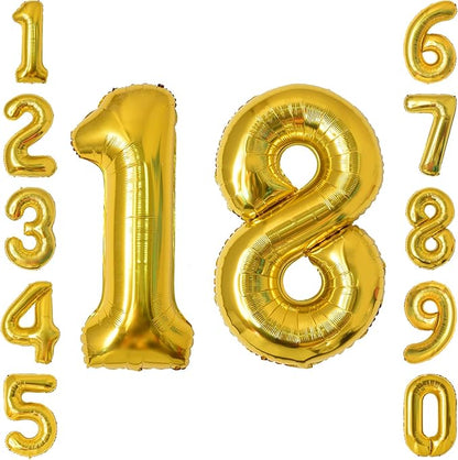Gold Number 18 Balloon 40 Inch, Shiny Foil Decor by Unknown