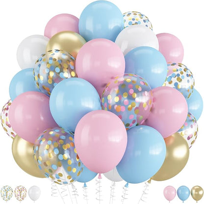 Balloons Pink and Blue, 60 Pack 12 Inch Pastel Light Pink Blue by Togvu