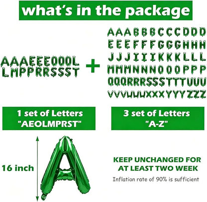 98 Pcs Green Letter Balloons, Custom 3 Set A-Z Set - Image 3