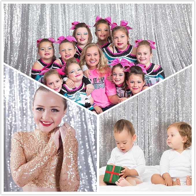 Eternal Beauty Silver 3mm Sequin Backdrop 10x10 Ft - Image 4