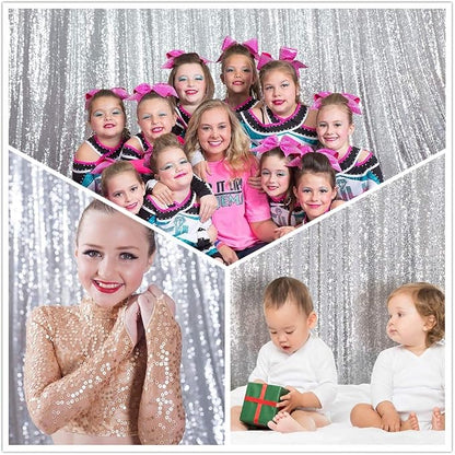 Eternal Beauty Silver 3mm Sequin Backdrop 5x7 Ft - Image 4