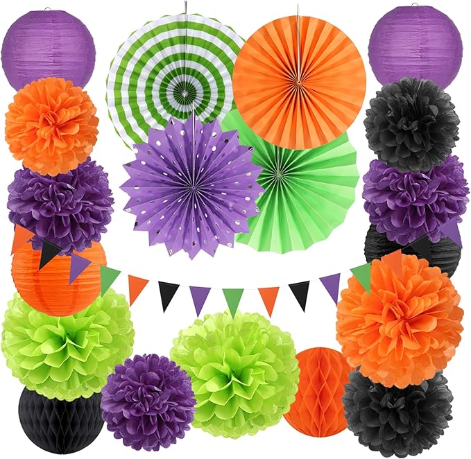 Black Purple Orange-Green Halloween Party-Decorations by Burgleda