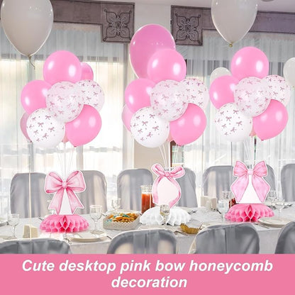 6 Set Pink Bow Birthday Decoration - Image 5