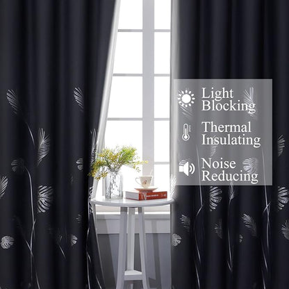 Silver Palm Tree Unique Design Pattern Blackout Curtains Energy Saving Curtains - Image 6