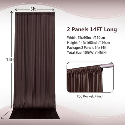 10×14 ft Wrinkle Free Brown Backdrop Curtain - Image 4