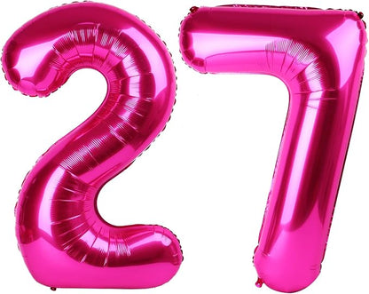 27 Balloon - Hot Pink Birthday Number Balloons, 40 Inch Party Decorations | Hot by ALPHADELTAPI
