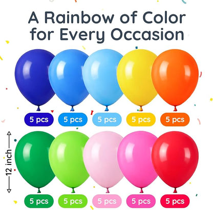 ZENO Multicolor Balloons 50pcs 12 Inch Helium Grade Latex Balloons - Image 2