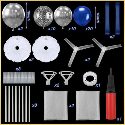 Hollowfly 2 Sets Retirement Party Decorations Navy Blue and Silver Balloon - Image 5