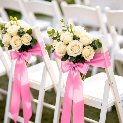 30Yards 1In Hot Pink Satin Ribbon - Image 8