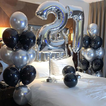 Black and Silver Balloons, Thick & Durable, - Image 3
