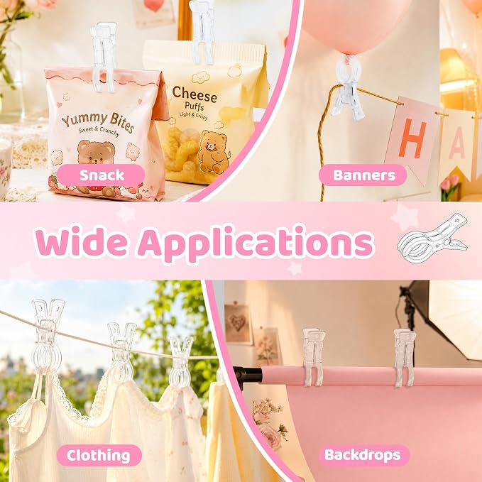 20 Pack Balloon Arch Clips, 3.5 Inch Plastic Transparent Clips - Image 7