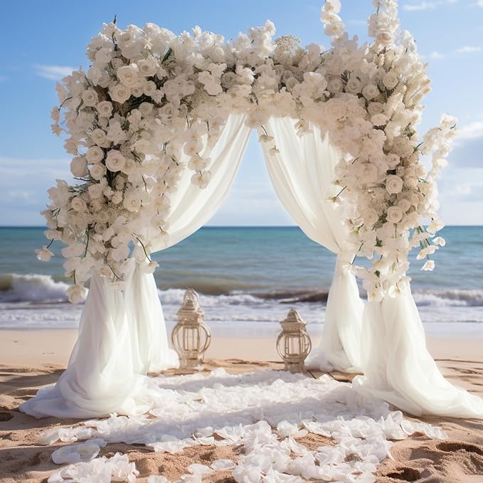 Ivory Wedding Arch Draping Fabric Backdrop Drapes Sheer 2 Panels | 28.7"x20FT - Image 3