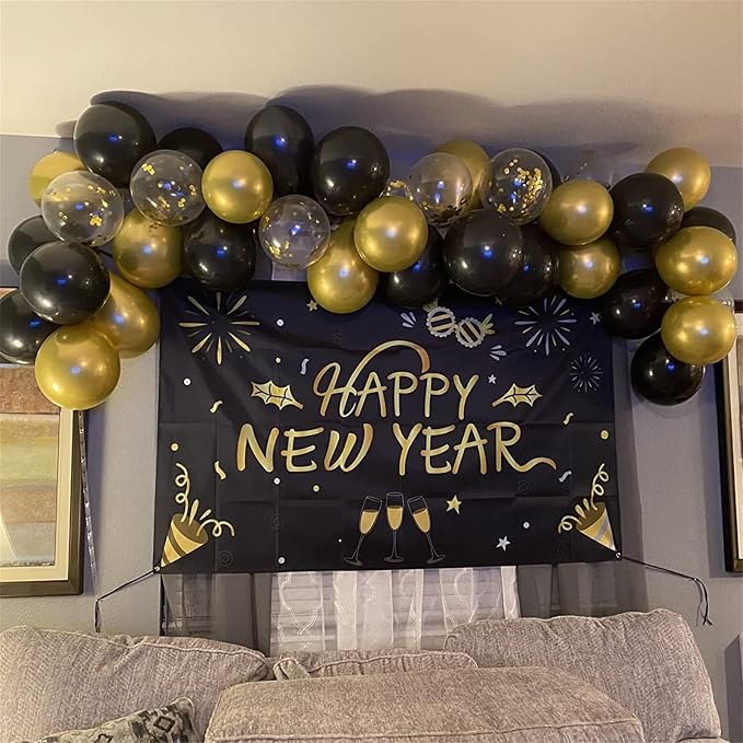 Black and Gold Confetti balloons - Image 7
