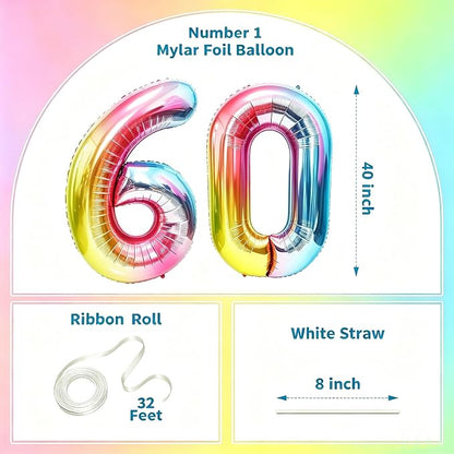 Rainbow Number Balloons Birthday Balloons - Image 2