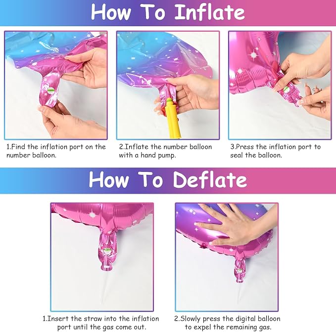 40 Inch Rainbow Foil Balloon Number 8, Giant Self Inflating Gradient Blue Pink - Image 3