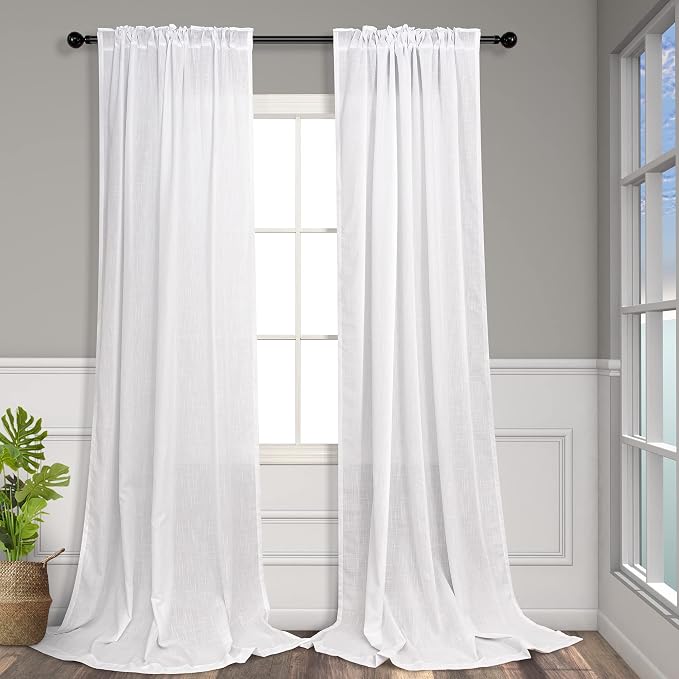 White Linen Curtains 108 Inches Long - Image 8