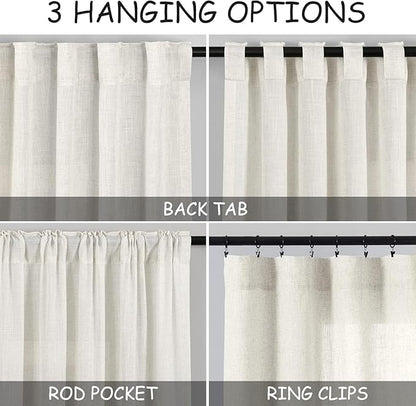 45 Inch Short Window Linen Curtains, Kitchen Window Curtains Over Sink Light - Image 2