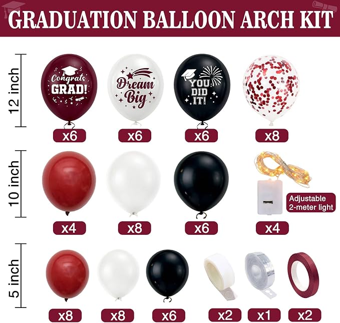 Graduation Decorations Class of 2026 Maroon Balloon Boxes and Arch Garland Kit - Image 3