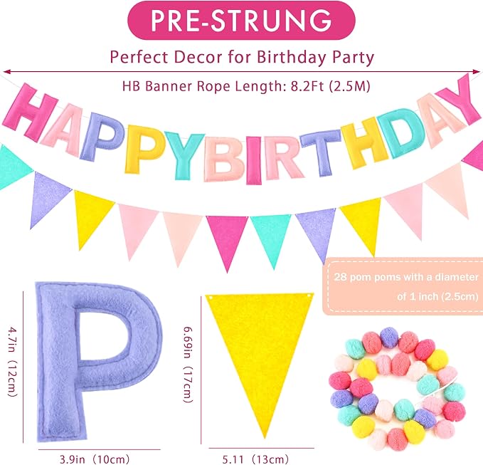 CANREVEL 3 PCS Pre-Strung 3D Happy Birthday Banner Decorations, Candy | - Image 3