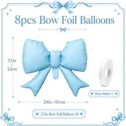 8Pcs Blue Bow Foil Balloons, 21Inch Blue Bow Shaped Balloons - Image 2
